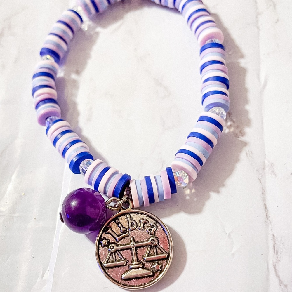 Libra Zodiac Bead Charm Bracelet